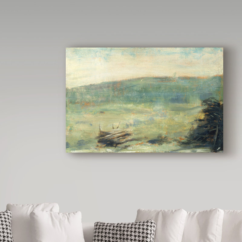 Paysage à Saintouen par Georges Seurat - reproduction sur toile, H 16 po x l 24 po x P 2 po