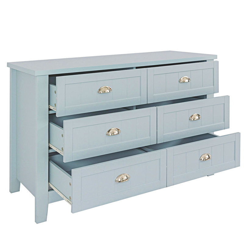 Commode d'appoint en bois avec tiroirs Chatillon, Bleu / gris