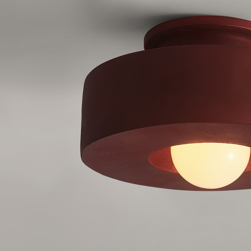 Blayke Minimalist Resin Flush Mount Close to Ceiling Lighting Fixture, Red