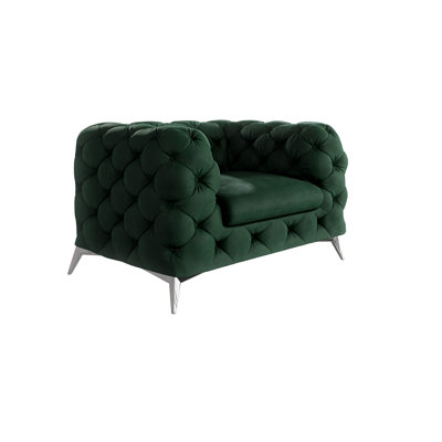 Chesterfield Armchair  with Silver Metal Legs