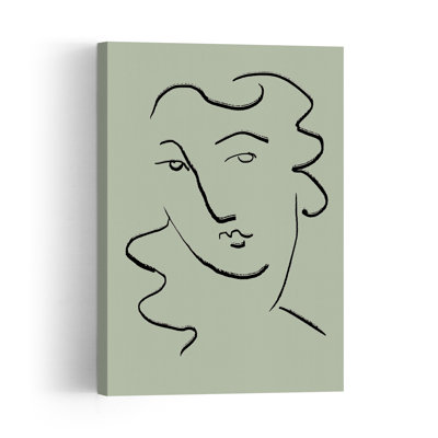 Minimalist Line Portrait Contemporary Wall Art Print 1 Piece Wrapped Canvas Wall Art