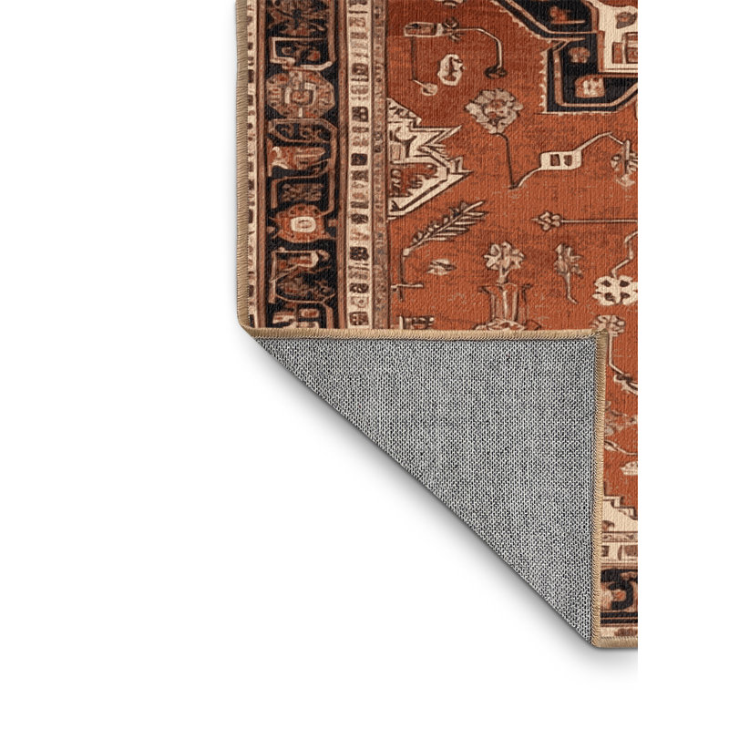 Tapis brun lavable à la machine, Rond 6 pi
