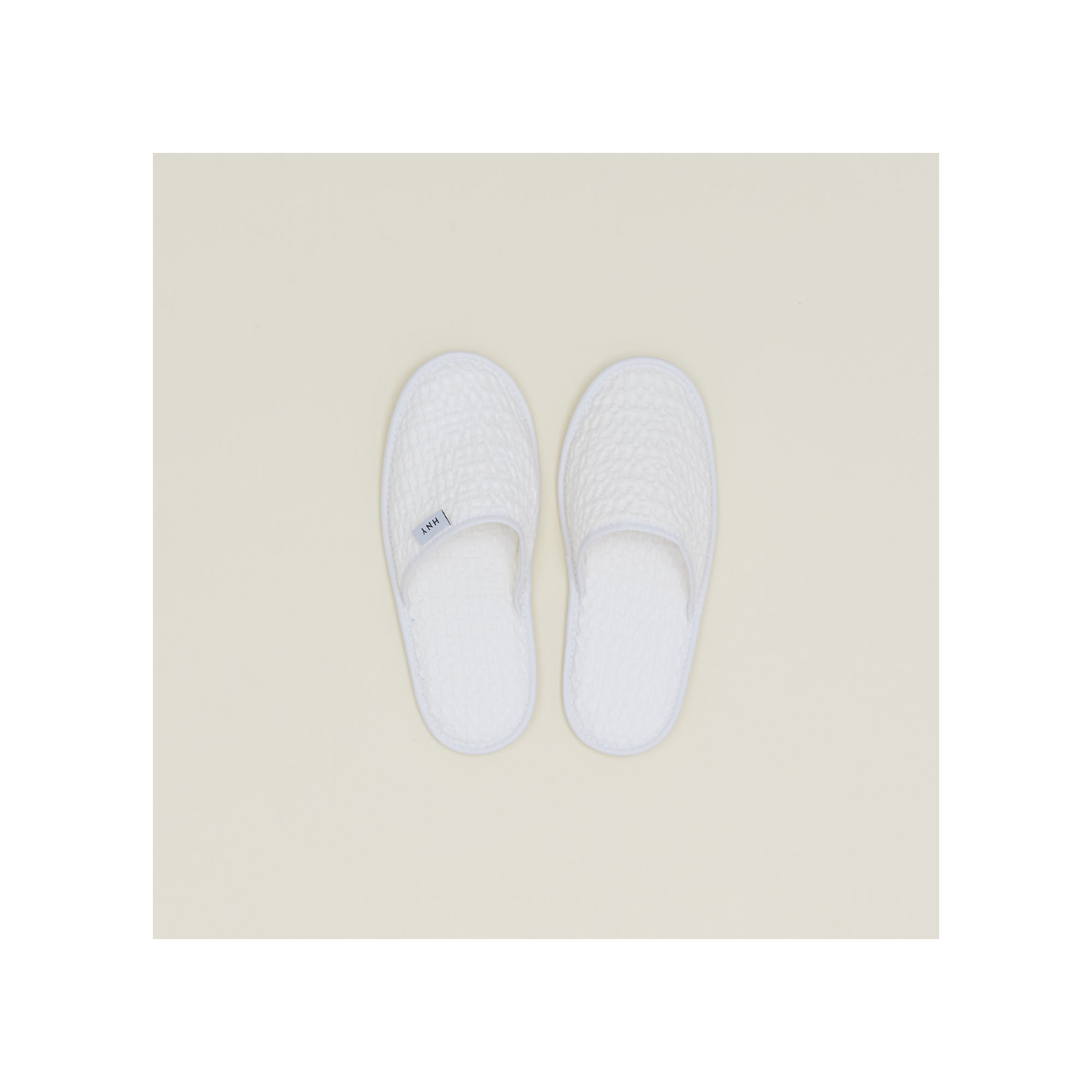Simple Cotton Waffle Slippers, Small, White