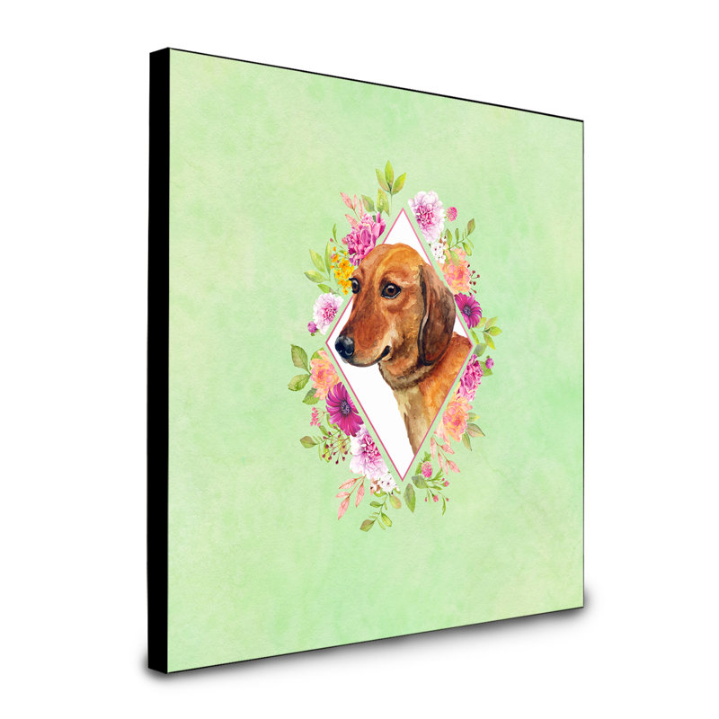 Panneau mural Dollman Flowers, Vert, Teckel brun clair