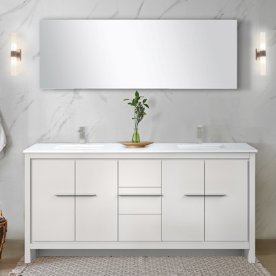 Lafarre 72"" Double Bathroom Vanity Set with Mirror -  Lexora, LVLF72DW210