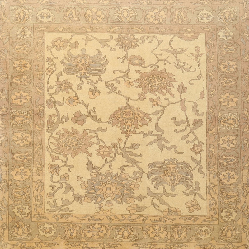 Gris traditionnel/beige Tapis décoratif, Rond 7 pi