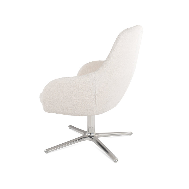 Fauteuil pivotant ovale en laine Gazel, Blanc cassé