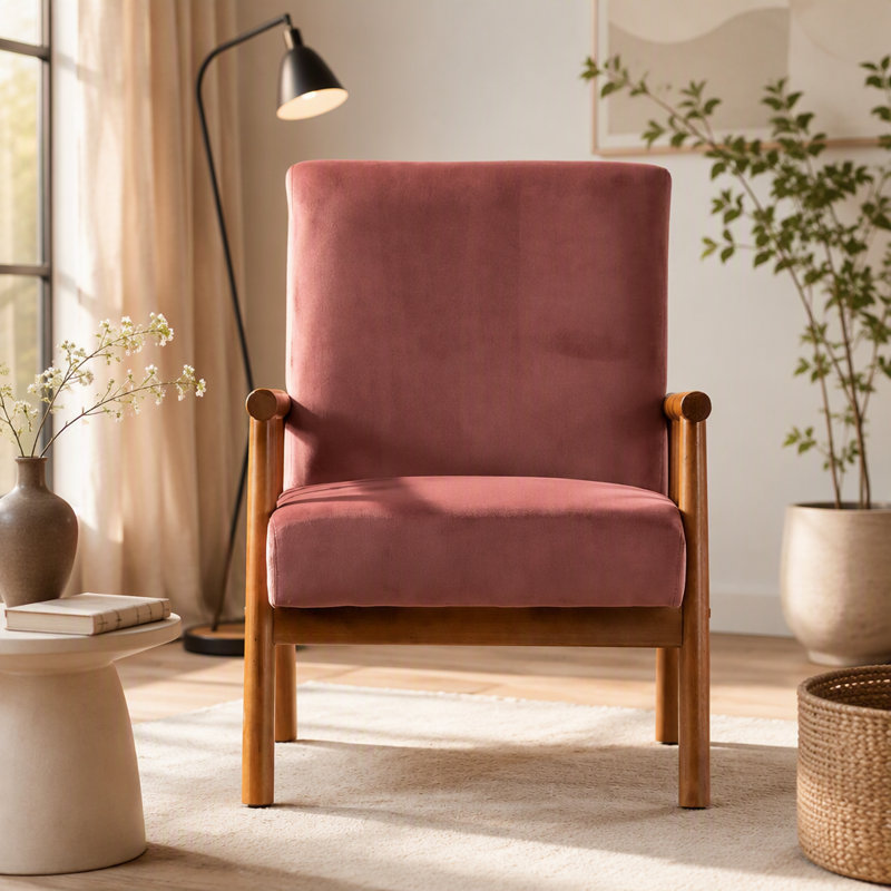 Fauteuil de style moderne Mid-Century 25 po, rose