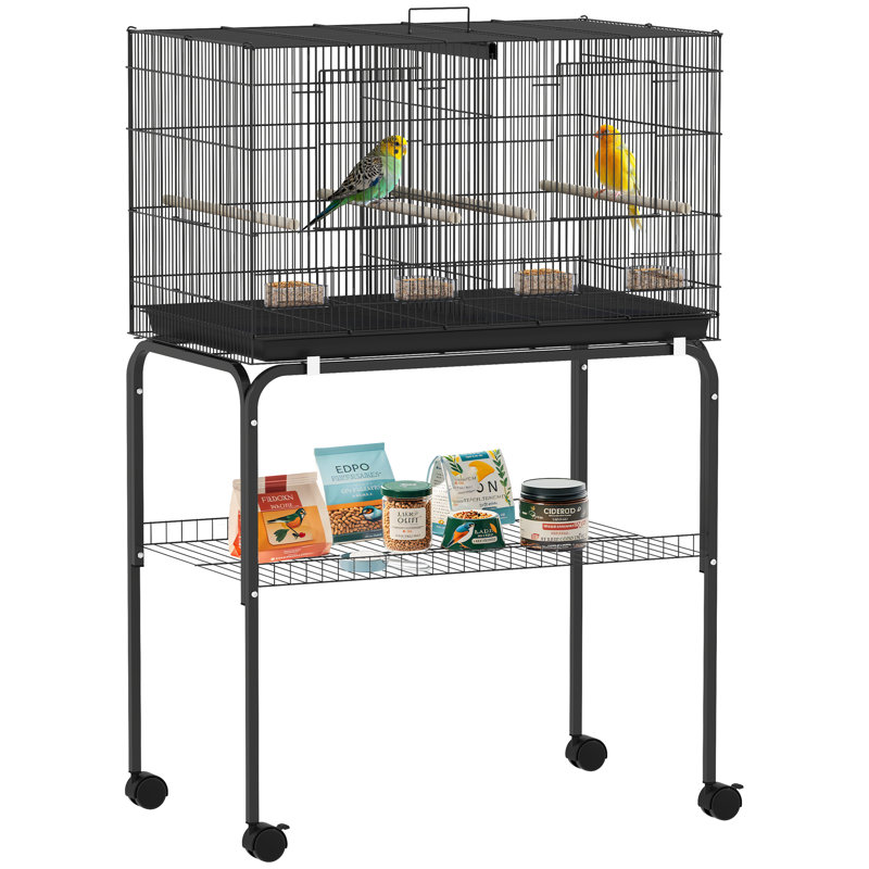 116cm Steel Flight Cage, Black