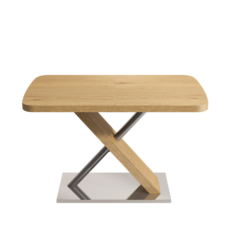 Table de salle à manger 47,25 "-63", aspect naturel, sièges 4-6, rétractable, et acier extensible 63 ", robuste et construction