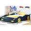 Lit pleine grandeur en forme de voiture de course avec rangement - bleu foncé / jaune et bois de pin-50735884-50735889