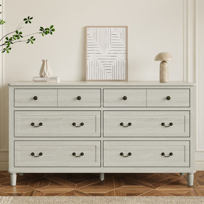 Geli Extra Large 6 Drawer Dresser, Light Grey