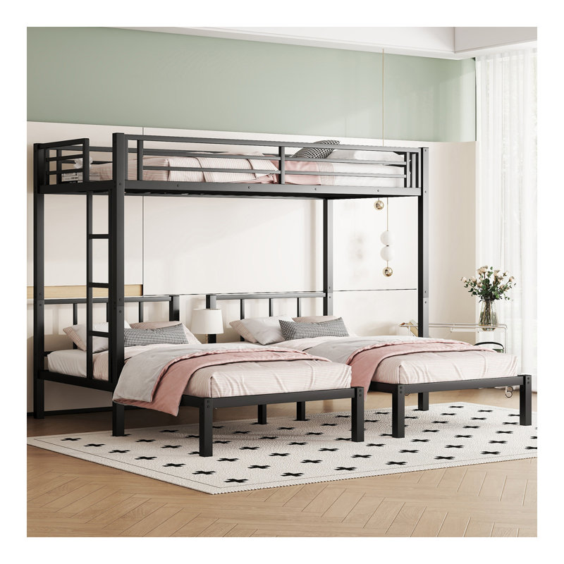 Twin Over Twin   Twin Bunk Beds For 3, Twin XL Over Twin   Twin Bunk Bed Metal Triple Bunk Bed, Black