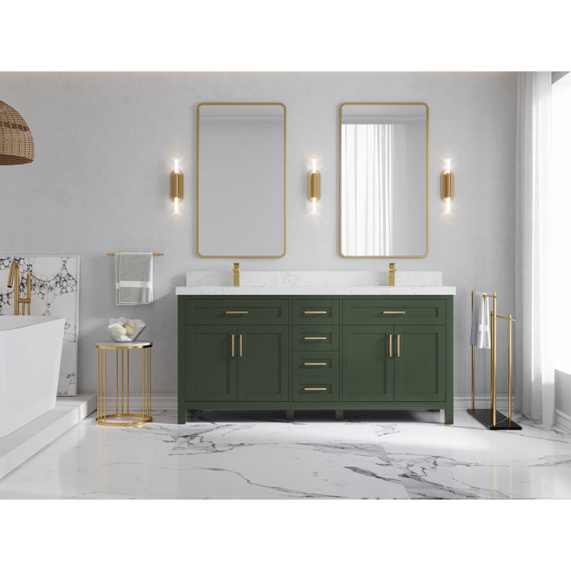 Ensemble de meuble-lavabo double 72 po Gurevich, Empira, Étain vert