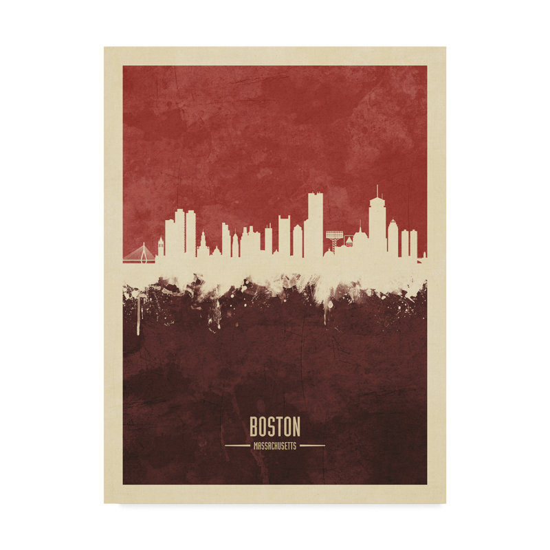 « boston massachusetts horizon red ii », impression sur toile tendue, H 32 po x l 24 po x P 2 po
