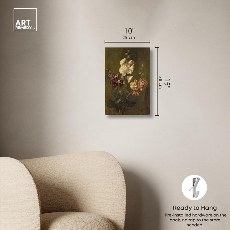 Art mural Max Weyl - Hollyhocks, Toile tendue, H 15 po x l 10 po