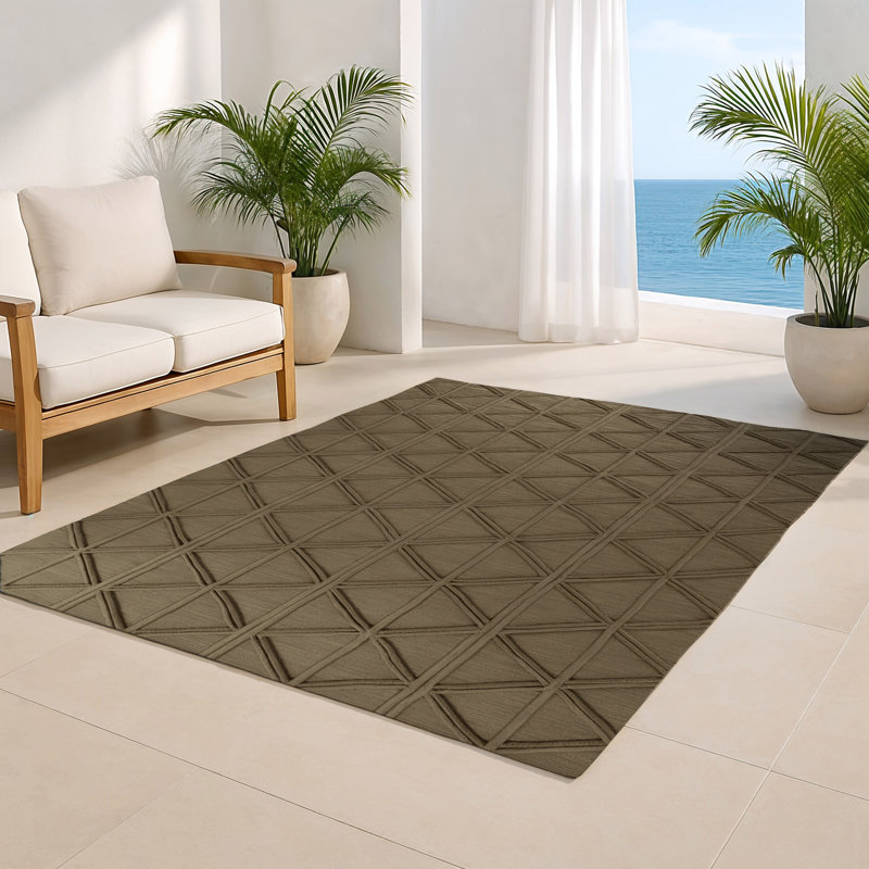 Tapis brun intérieur et extérieur Trellis, Rectangle 9 pi x 12 pi