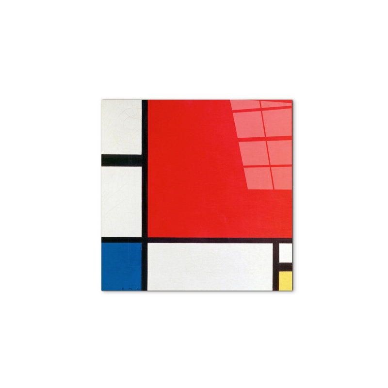 Composition II by Piet Mondrian 58x58 Cm Frameless Panel Lightweight Ready to Hang, CrystalArt