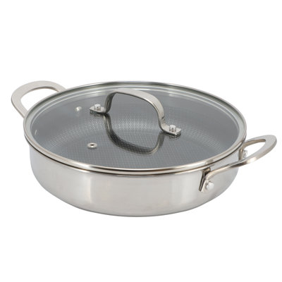 Better Chef 3-Ply Stainless Steel Nonstick Deep Fry Pan with Lid in Silver