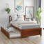 Lit plateforme simple en noyer avec lit gigogne convertible - Structure en bois de taille polyvalente et chambre élégante-121022302