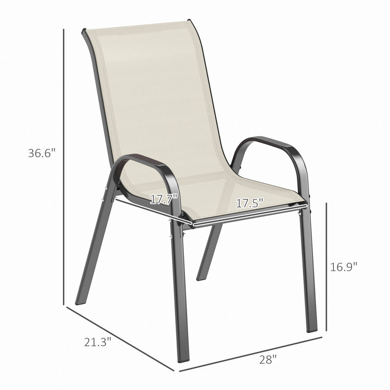 Ensemble de 4 chaises d'extérieur empilables, Noir / Beige