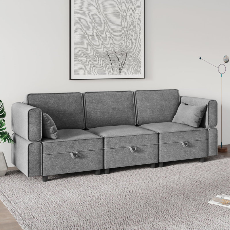 Canapé 3 places l 87 po avec rangement, canapés modulaires confortables et canapés