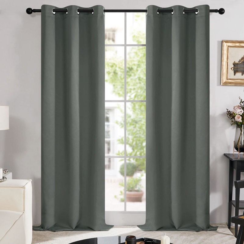 100 Percent Blackout with Liner Grommet Curtain Panel (Set of 4), 42" W x 84" L, Dark Gray