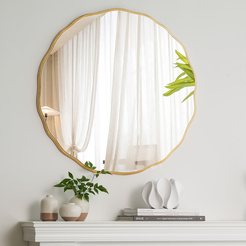 Miroir rond délavé à bord ondulé