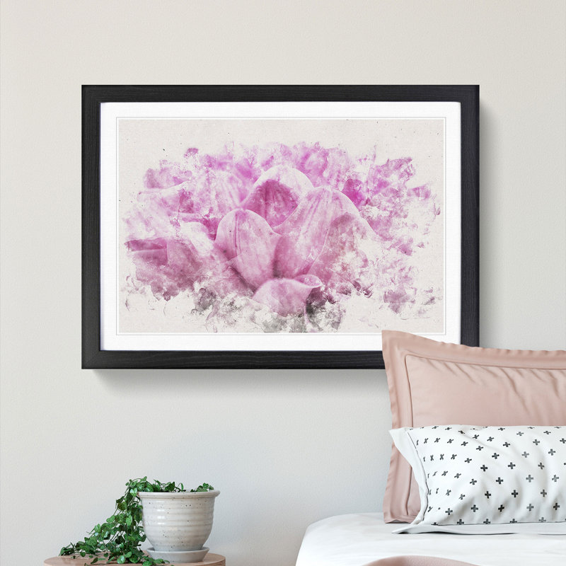 Pink Petals of a Chrysanthemum - Picture Frame Graphic Art Print, Black Framed, 62cm H x 87cm W x 2cm D