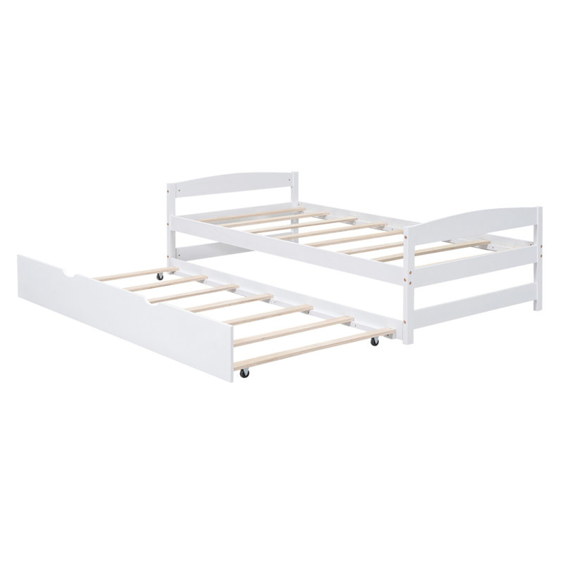 Lit plateforme avec lit gigogne, Blanc
