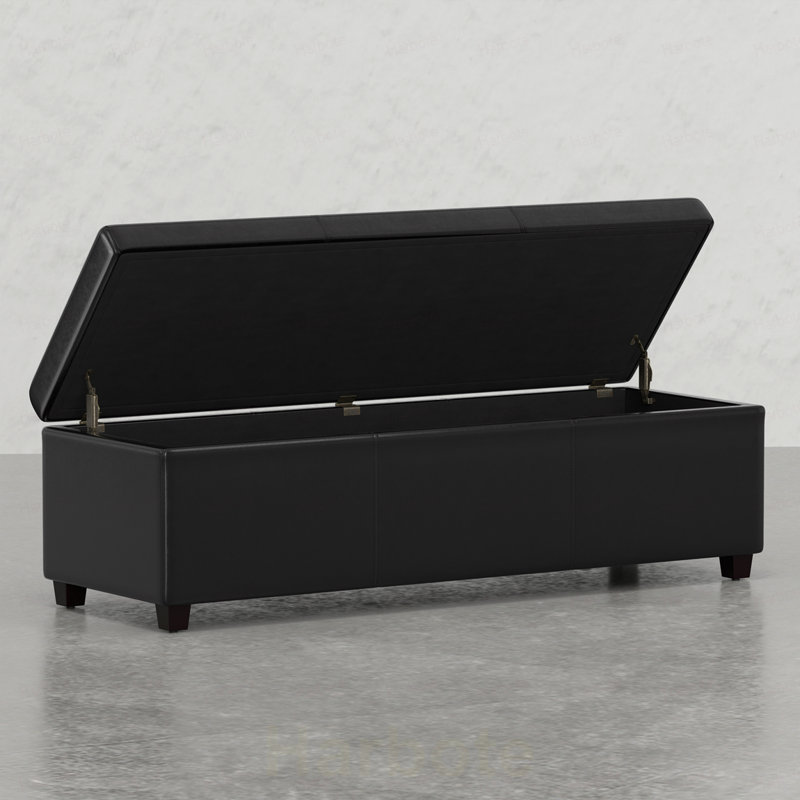 Très grand banc repose-pieds avec rangement, Noir