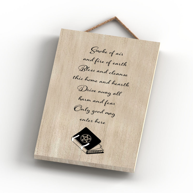 Witch Spell Wooden Plaque, Brown, 18.5cm H x 12cm W x 0.9cm D