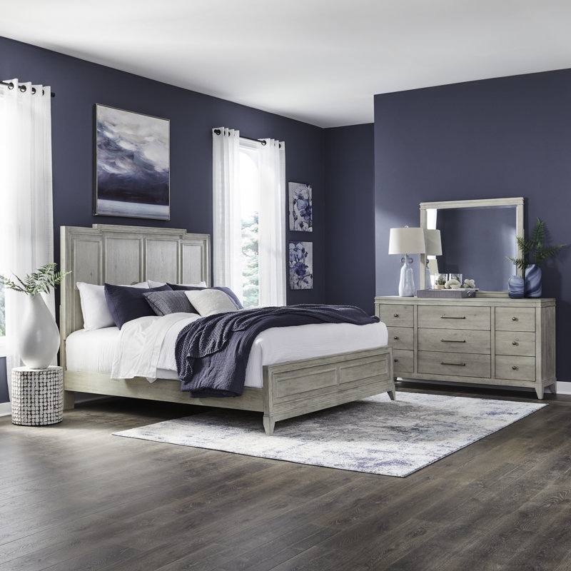 Aathan King Panel Bed, Dresser & Mirror Bedroom Set, King