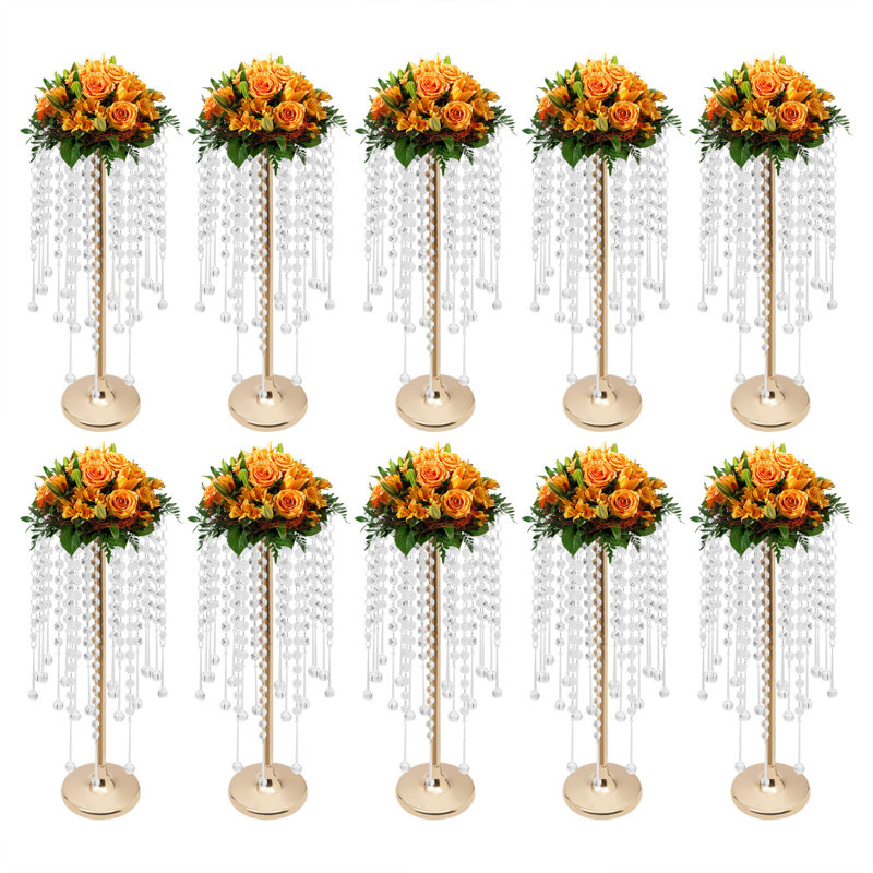 10 pièces pour table en cristal argent / or pour mariage et fêtes , H 21,7 po x l 7,9 po x P 7,9 po, Or