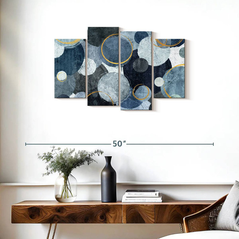 Avery Layered Blue Circles, 22" H x 36" W