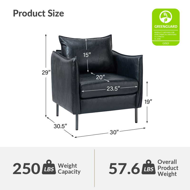 Fauteuil Eamor, Similicuir galet bleu marine