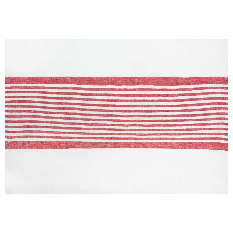 Brittany Striped Tea Towel, White/Red