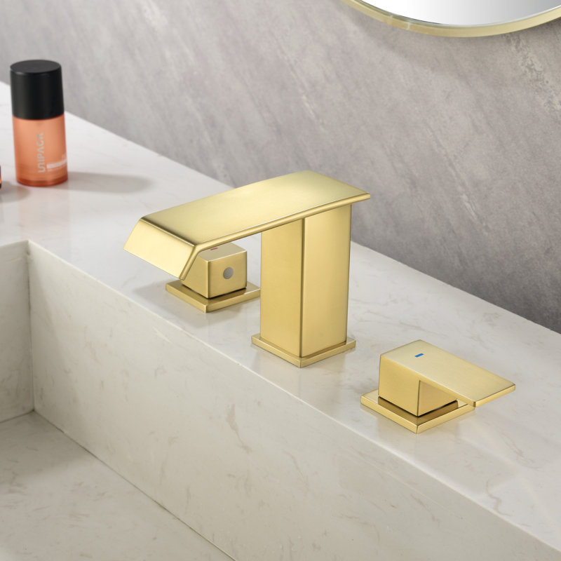 Widespread Bathroom Faucet, Brushed Gold