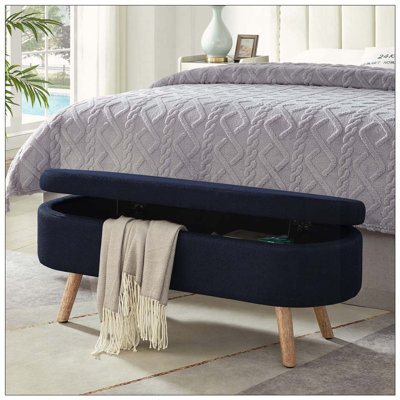 Banc de rangement avec repose-pieds ovale