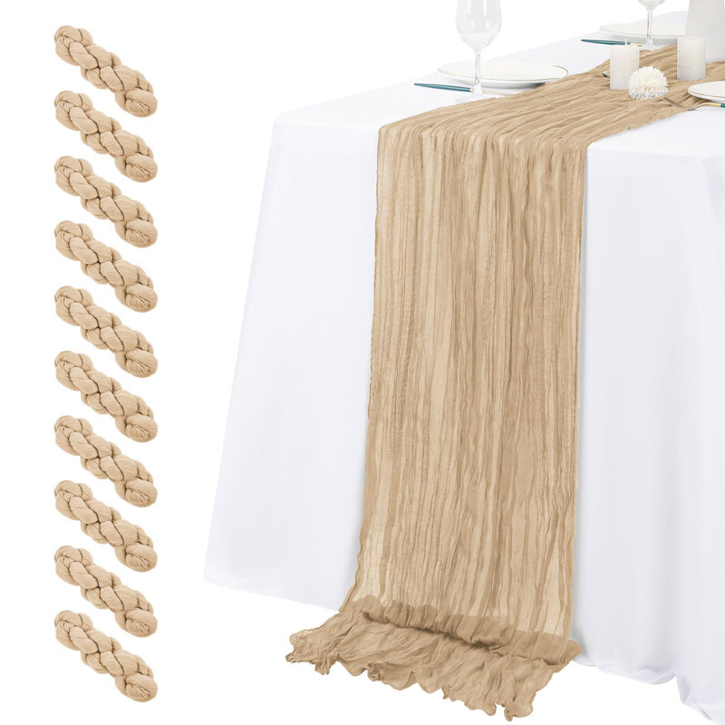 Chemin de table jaune clair en coton semi-transparent Boho, Beige