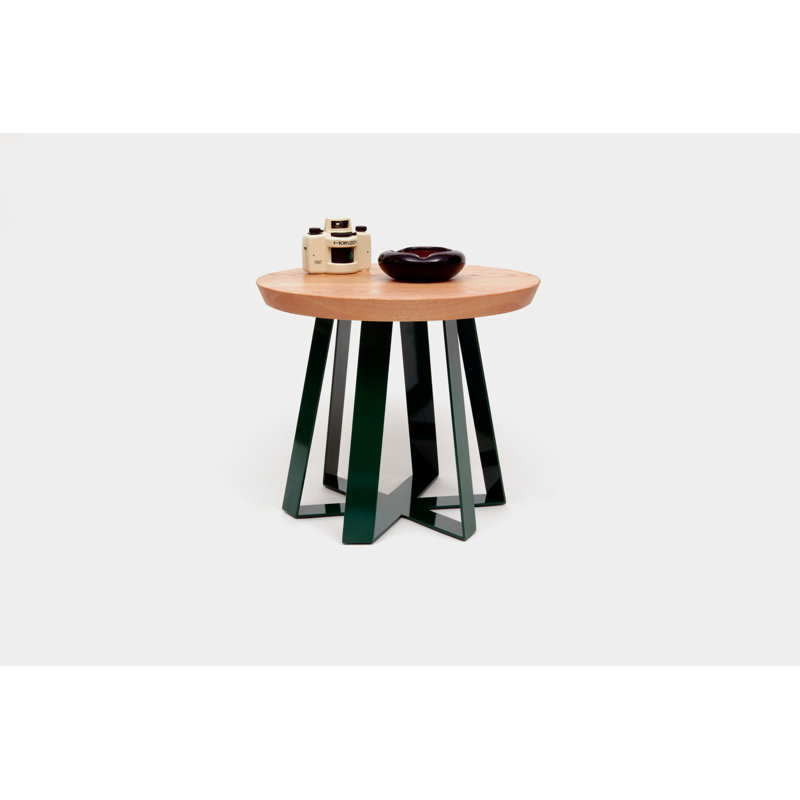 ARS Solid Wood Top End Table, Oak, Green