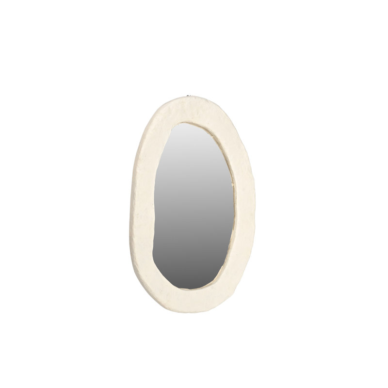 Miroir rond en papier mâché blanc cassé