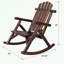 Chaise berçante de patio en bois avec grand dossier-697201576