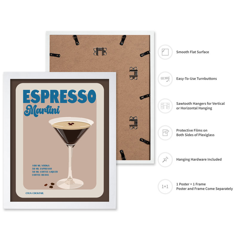 Recette Espresso Martini, Affiche, Encadrement blanc, H 11 po x l 14 po