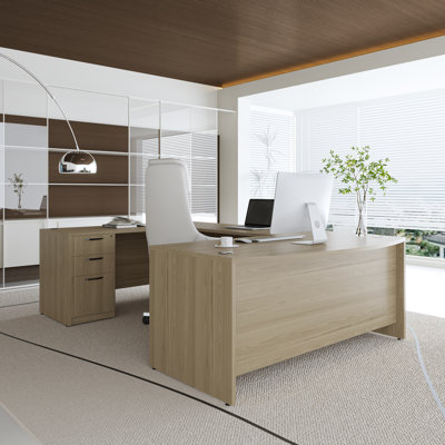 U-Shaped Executive Desk With File Cabinet