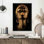 Élégante œuvre d'art sur toile à lèvres dorées, décor vibrant, toile noire encadrée 1P