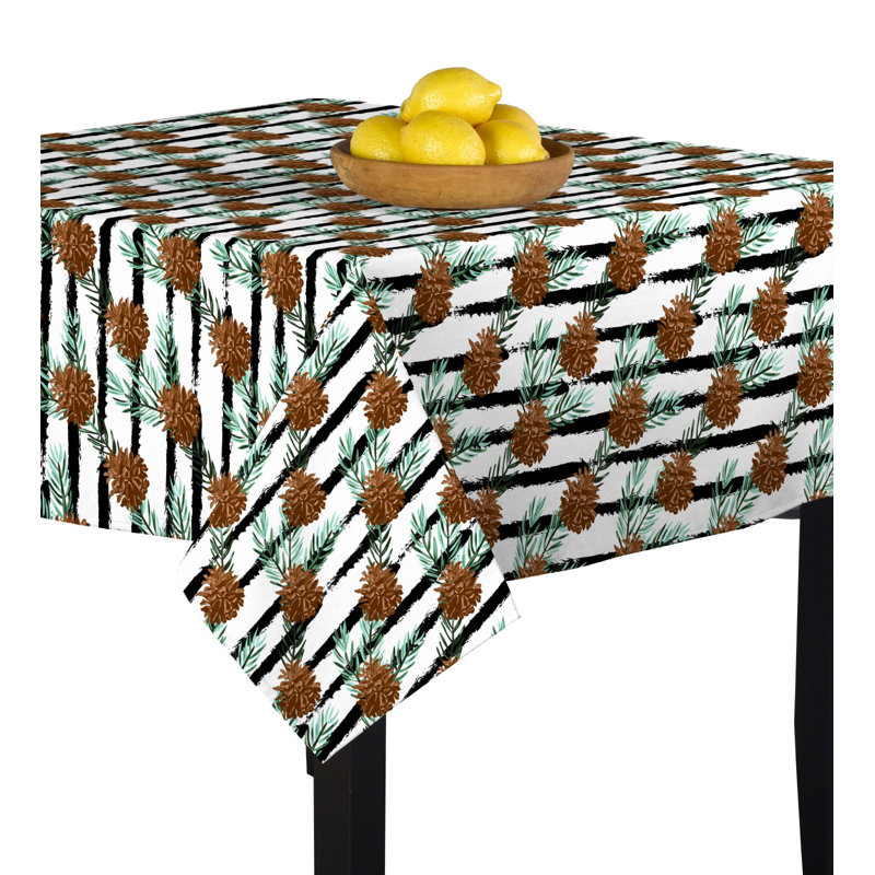 Mcgill Pinecone Stripes Tablecloth, 70" W x 70" L