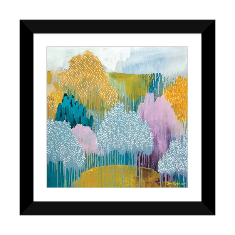 «Hidden Meadow» par Clair Bremner, impression sur toile tendue, H 16 po x l 16 po x P 1 po, Papier avec cadre noir, Blanc