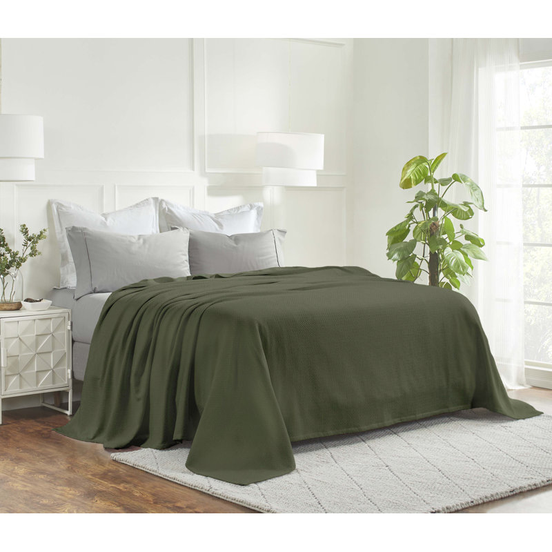 Jeté en jacquard texturé Nobel, Vert forêt, Double/grand