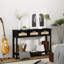  Entryway Table With Storage, Console Table With Open Storage Golden Metal Handles, Narrow Hallway Table With 3 Rattan Drawers, Sideboard Sofa Tables For Living Room Hallway Black-1944968811